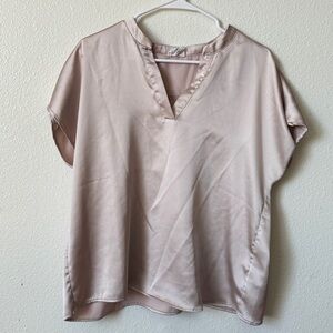 Nina Blush Satin V-Neck Top